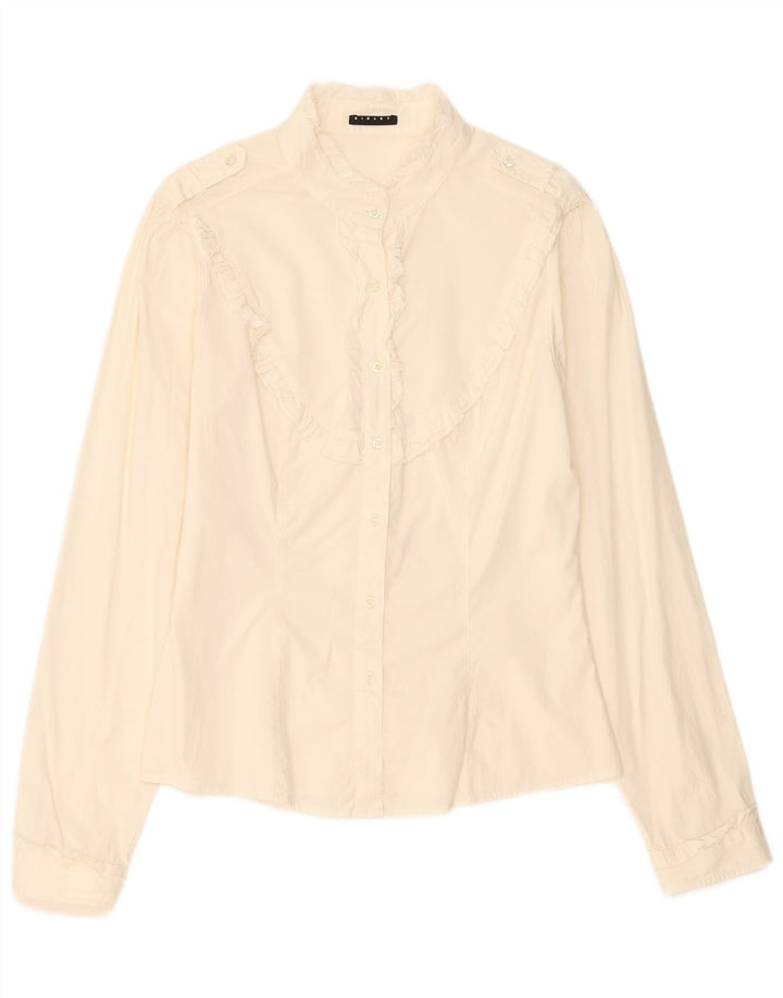 Camicia da donna Sisley con volant militare sul davanti UK 12 Medium White