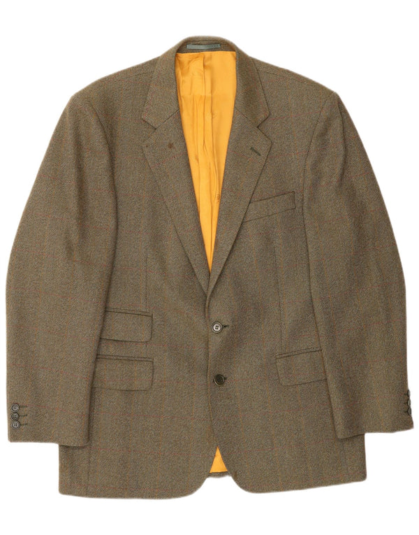 Giacca blazer da uomo a 2 bottoni Magee UK 42 XL lana a quadri marrone