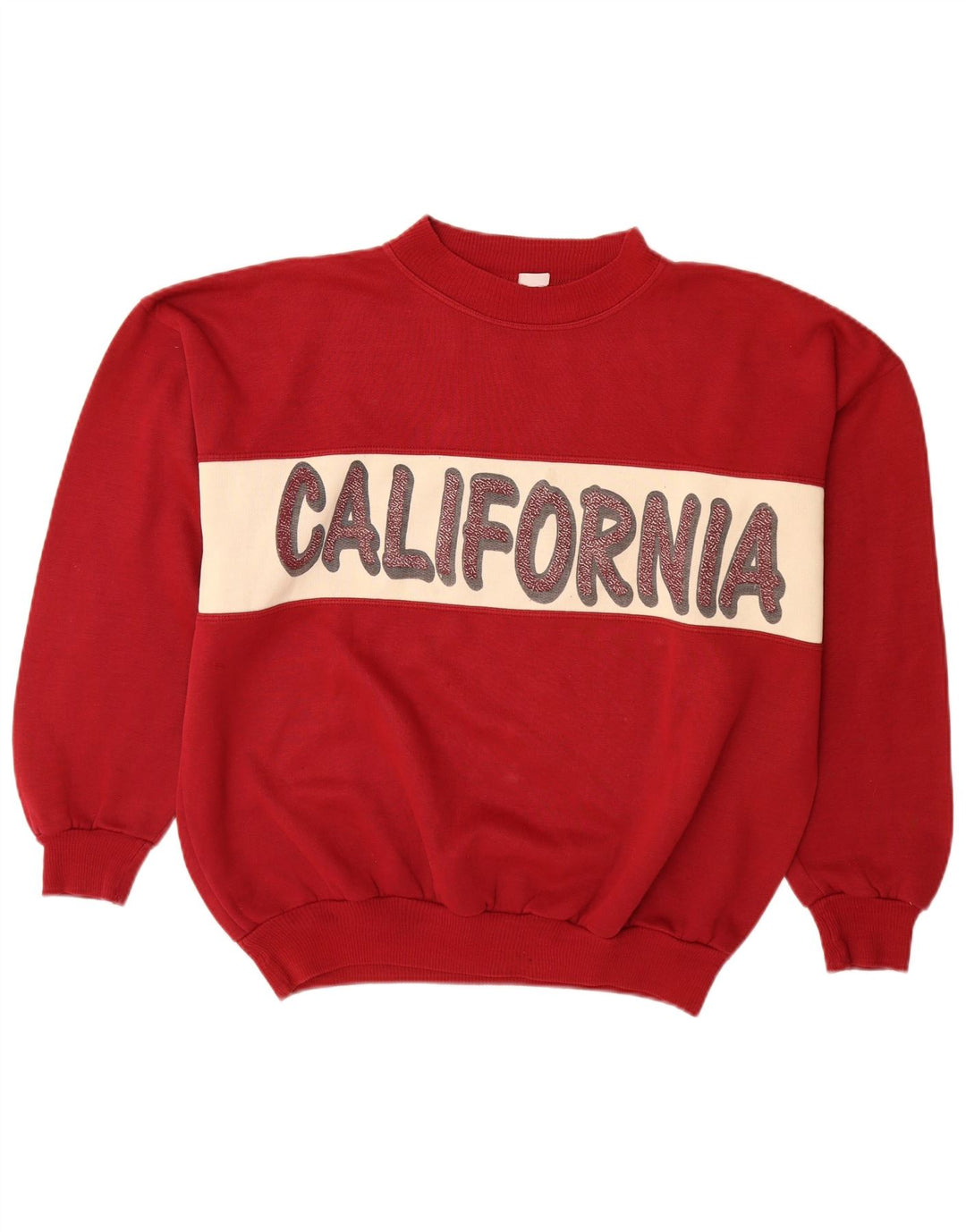 Felpa grafica da uomo vintage maglione XL rosso color block