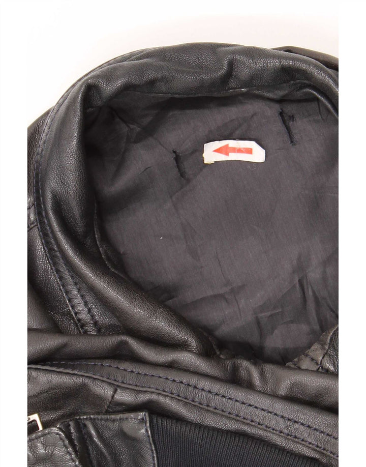 Giacca in pelle vintage da uomo IT 50 media nera