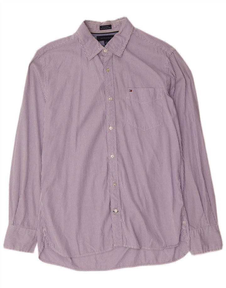 Camicia da uomo su misura Tommy Hilfiger taglia 15 1/2 a righe viola medie