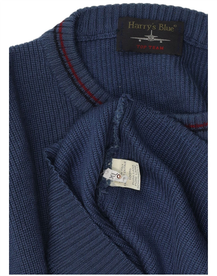 Maglione maglione girocollo con grafica da uomo VINTAGE XL lana blu