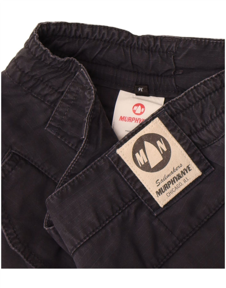 Pantaloncini cargo da uomo Murphy & Nye W36 grandi in cotone blu navy