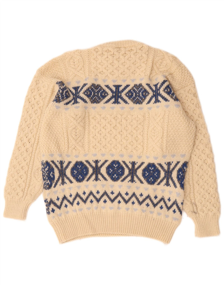 Bonner da uomo girocollo maglione maglione grande lana Fair Isle beige