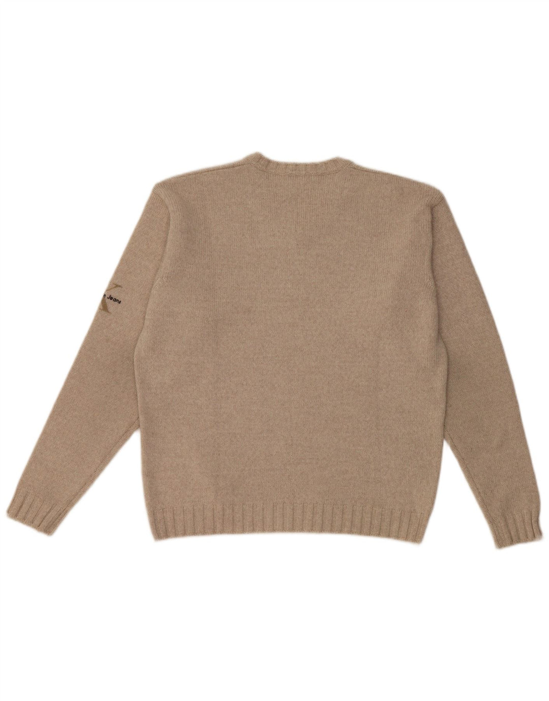 Maglione da uomo con scollo a V Calvin Klein in lana merino beige medio