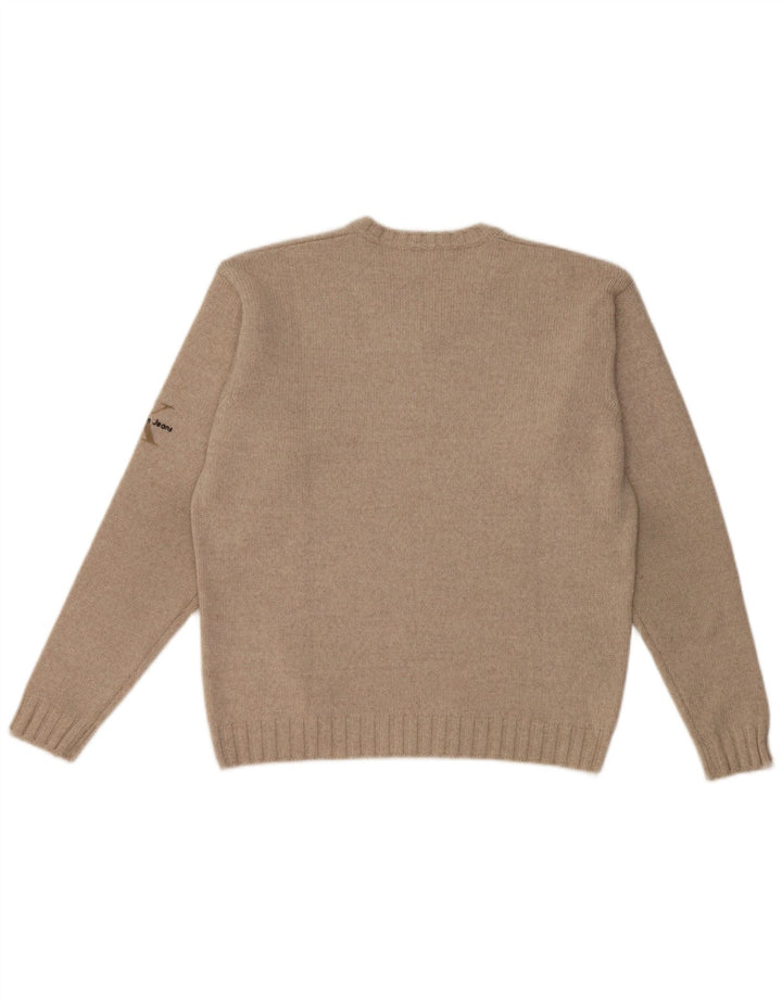 Maglione da uomo con scollo a V Calvin Klein in lana merino beige medio