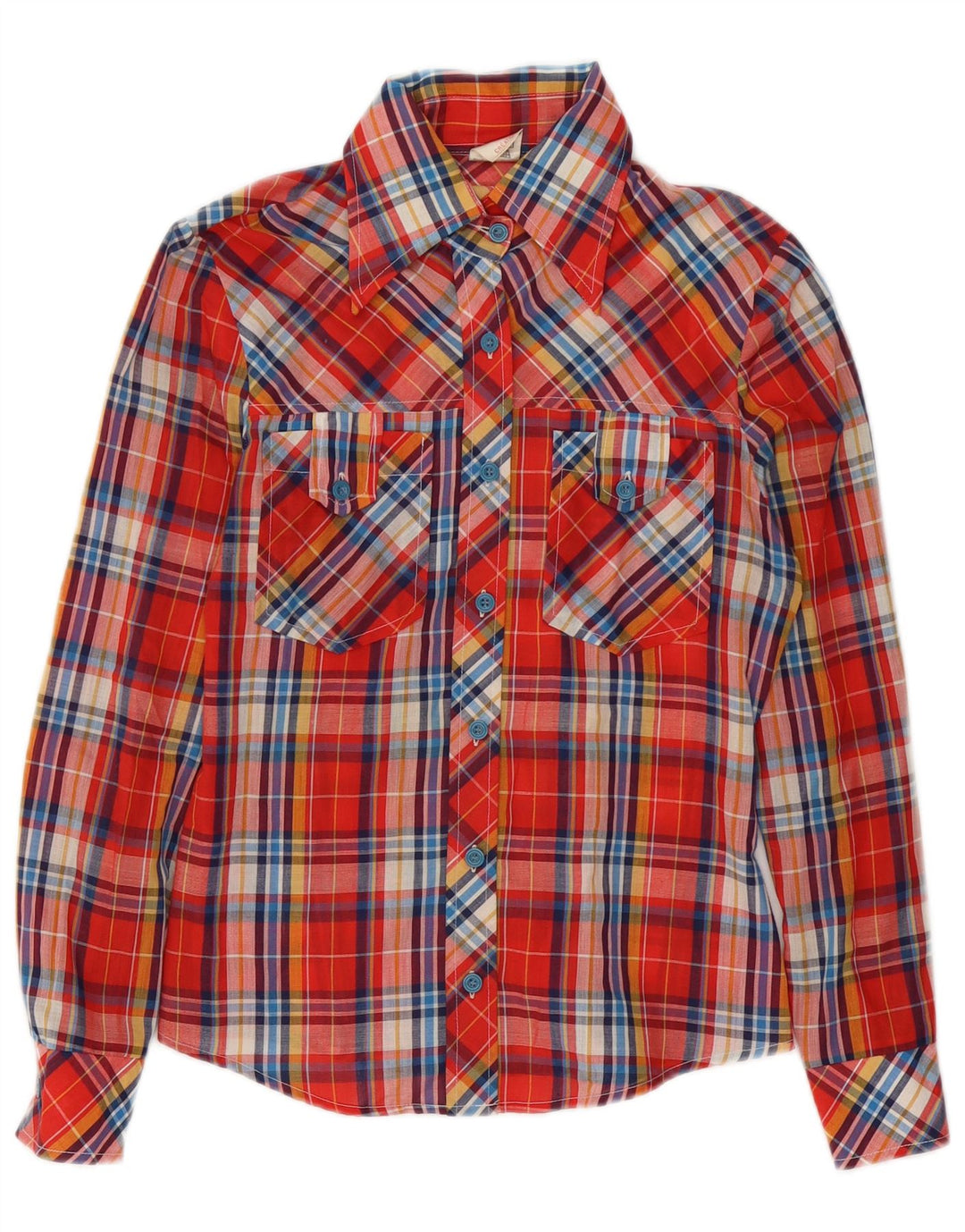 Camicia vintage per ragazze 11-12 anni in poliestere scozzese rosso