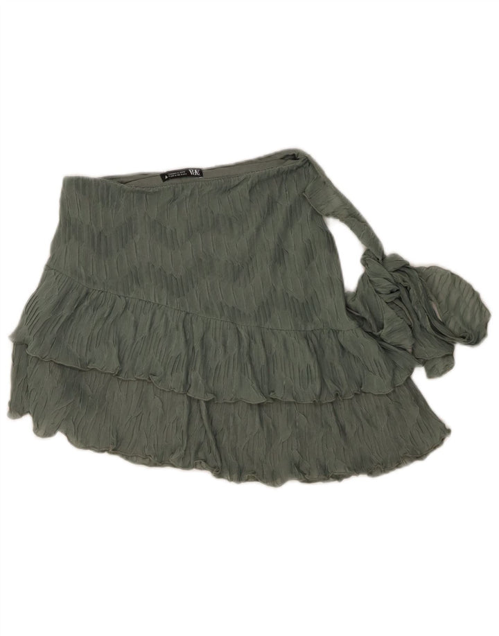 Minigonna a strati da donna Zara piccola W26 poliestere verde