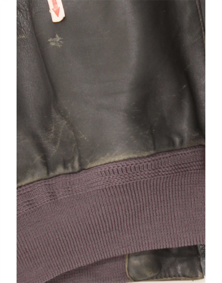 Giacca in pelle vintage da uomo UK 40 grande grigia