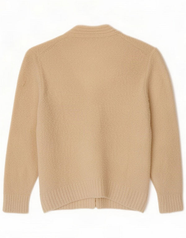 Maglione cardigan vintage da donna con maniche a 3/4 UK 14 Beige medio