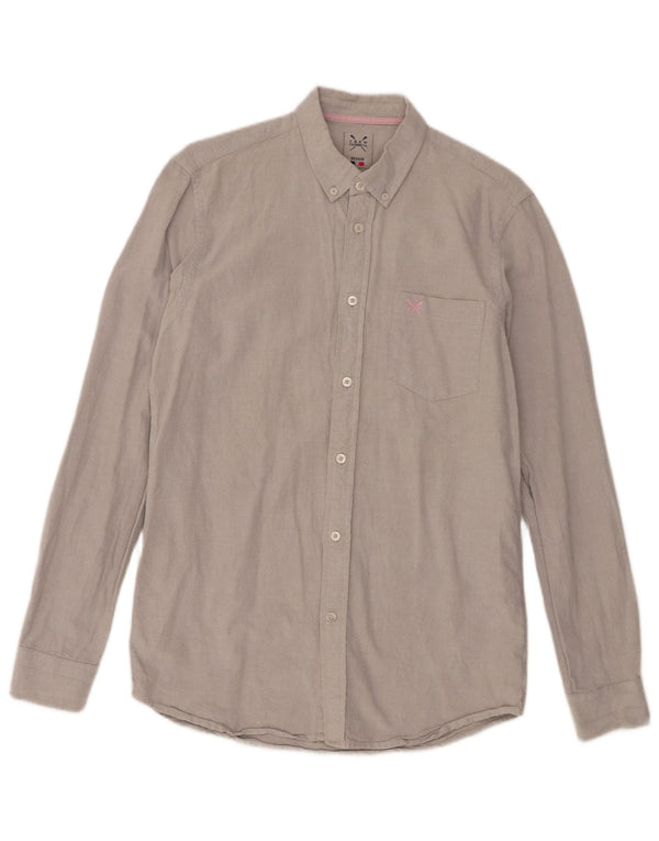 Crew Clothing Camicia da uomo in cotone grigio medio