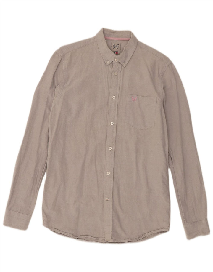 Crew Clothing Camicia da uomo in cotone grigio medio