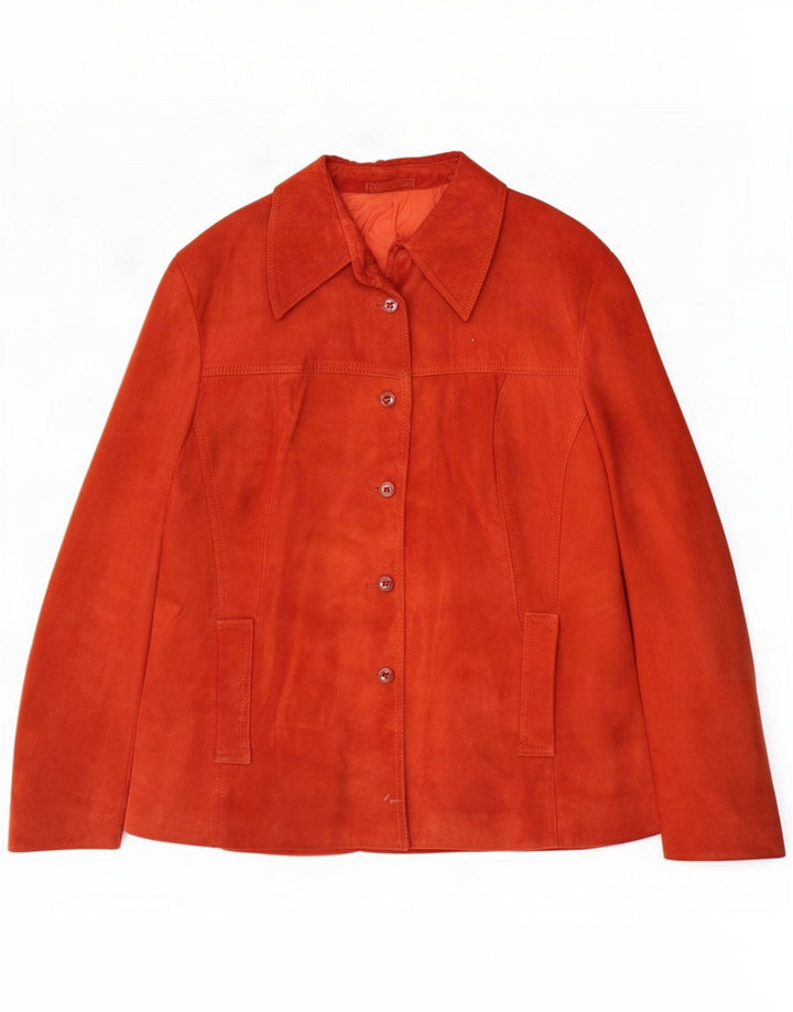 Giacca vintage da donna in pelle scamosciata IT 52 2XL Pelle rossa