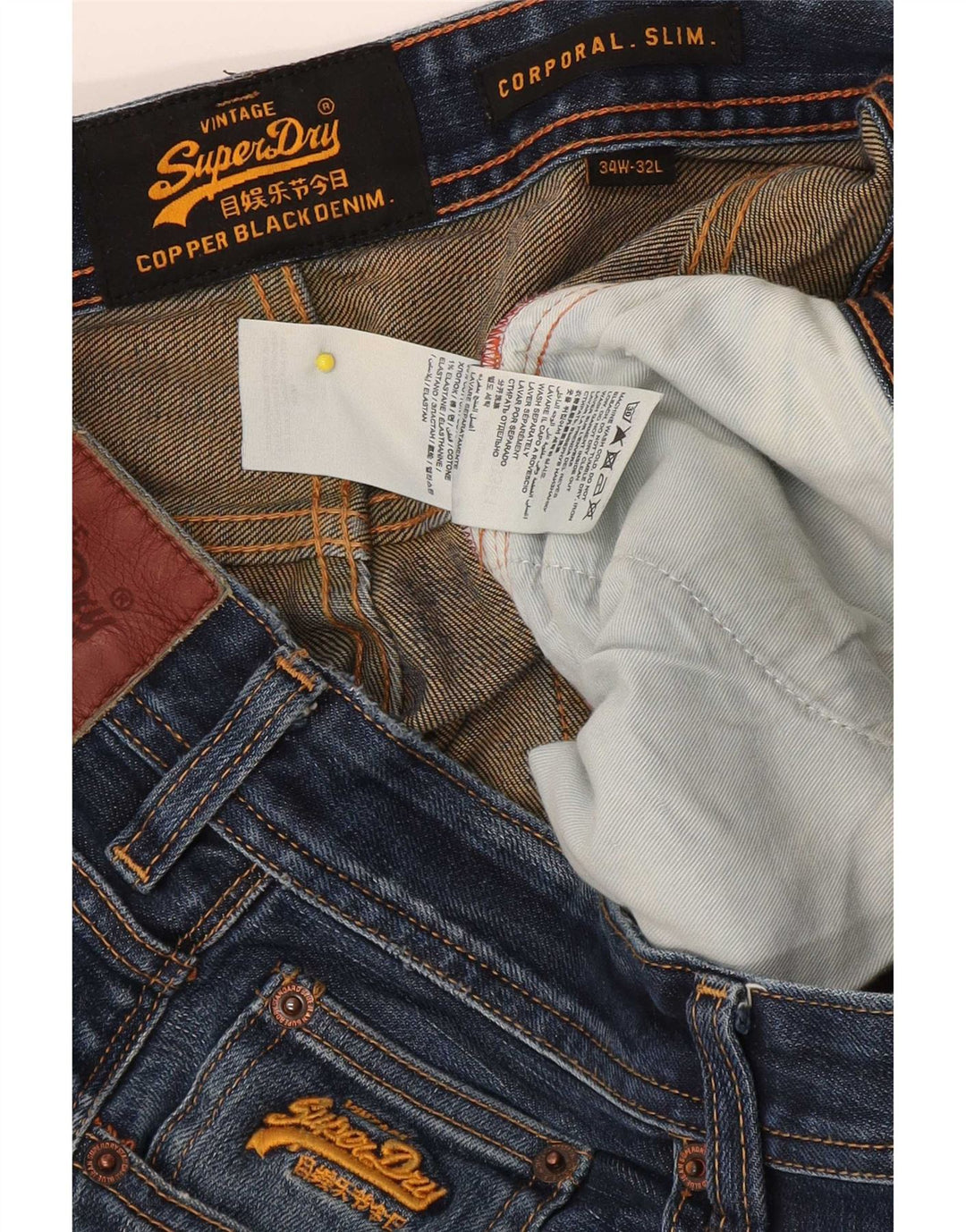 Jeans uomo corporal slim Superdry W34 L32 cotone blu