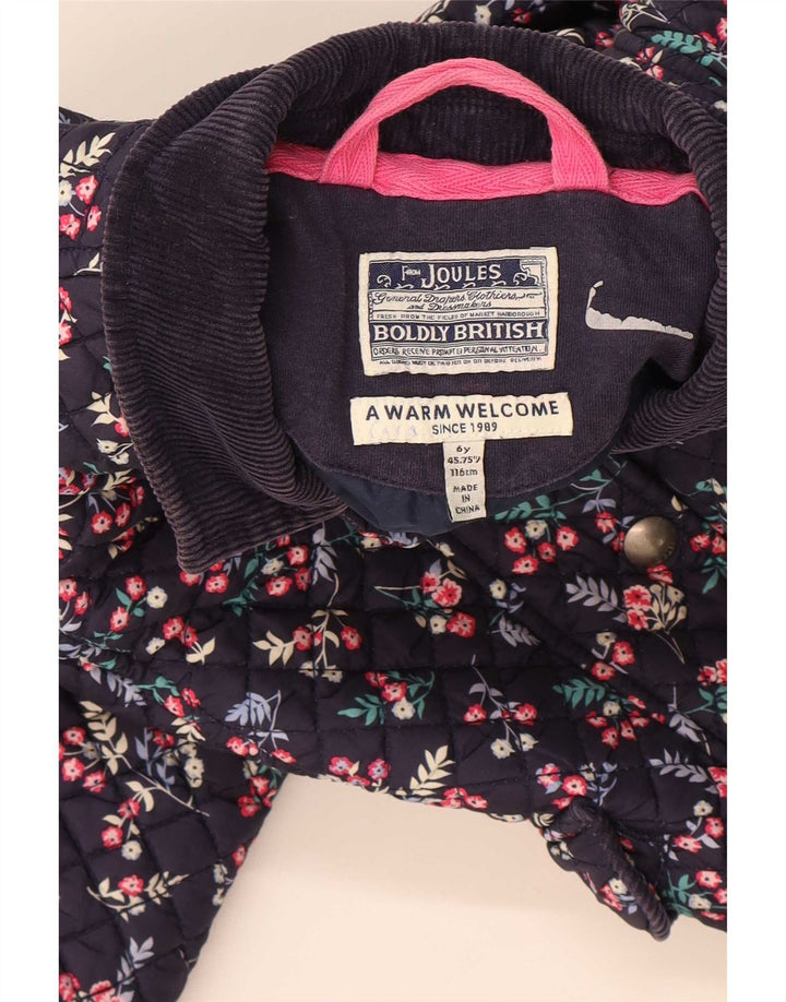Giacca trapuntata per ragazze Joules 5-6 anni in poliestere floreale blu navy