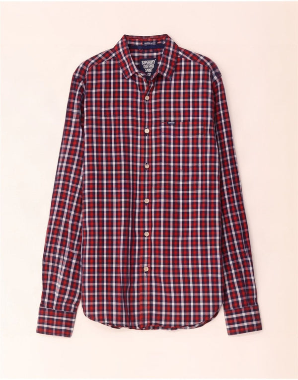 Camicia da uomo Superdry in cotone a quadri rossi piccoli