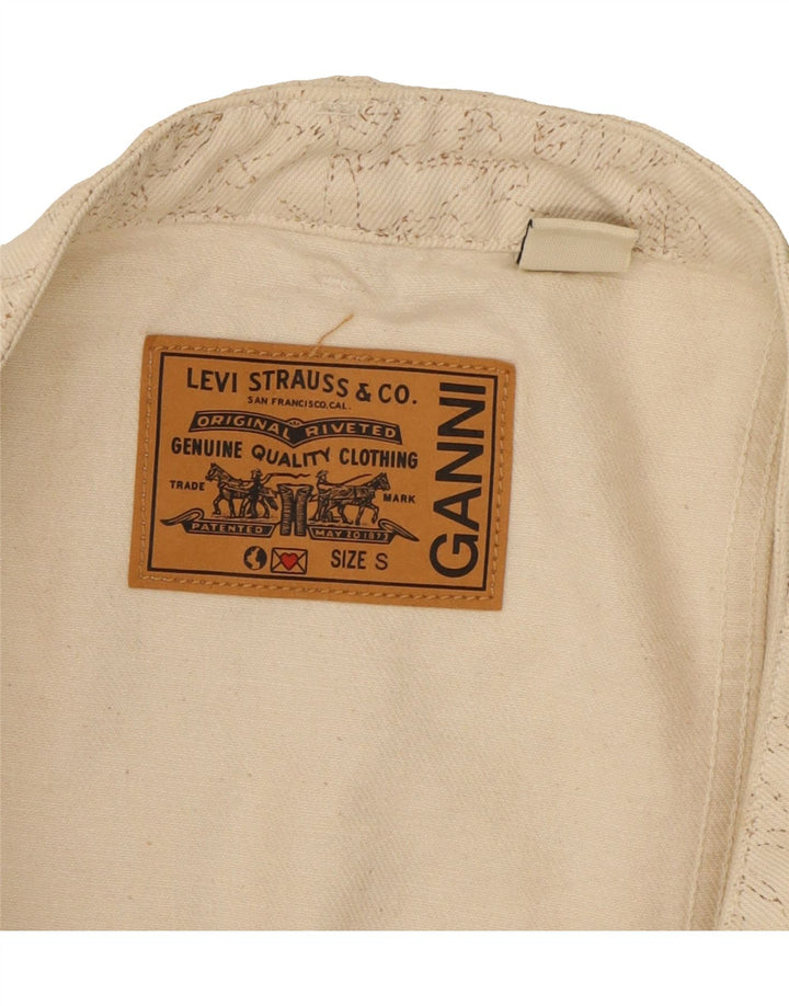 GANNI X LEVI'S Womens Bomber Jacket UK 10 Small Beige Floral Classic Vintage GANNI x LEVI'S and Second-Hand GANNI x LEVI'S from Messina Hembry 