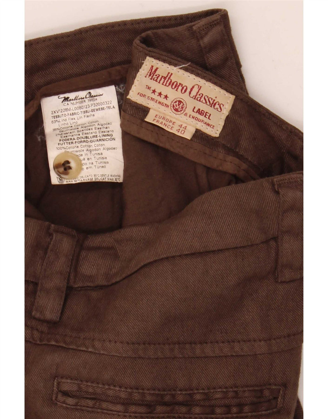 Pantaloni cropped da donna Marlboro Classics W30 L24 Lino marrone