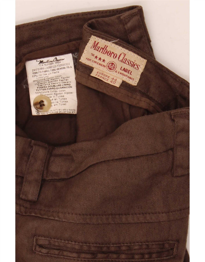 Pantaloni cropped da donna Marlboro Classics W30 L24 Lino marrone