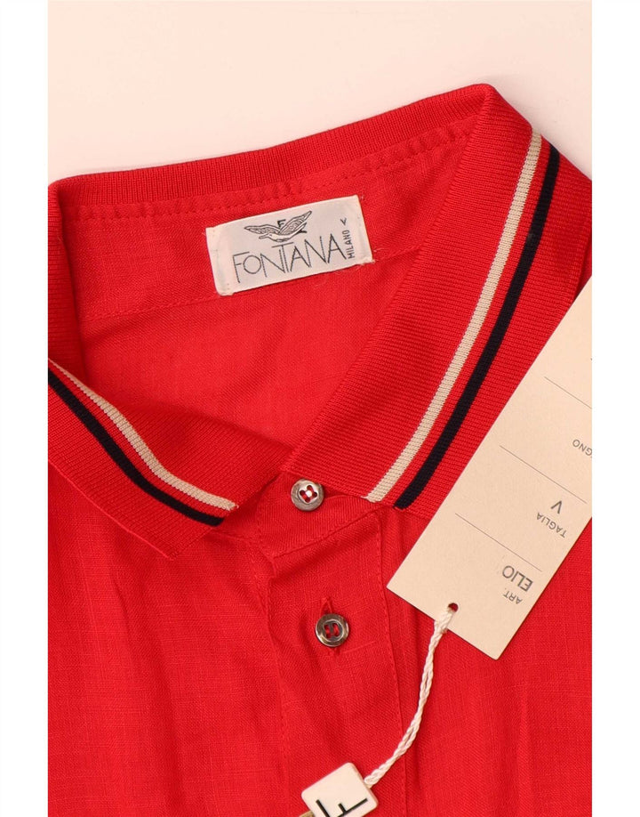 Camicia pullover a maniche corte vintage da uomo XL in lino a righe rosse