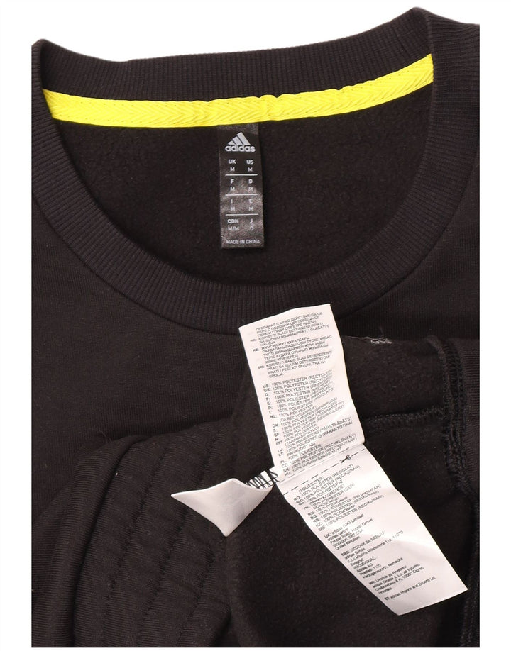 Felpa grafica da uomo Adidas, maglione, colore nero medio, in poliestere a blocchi di colore