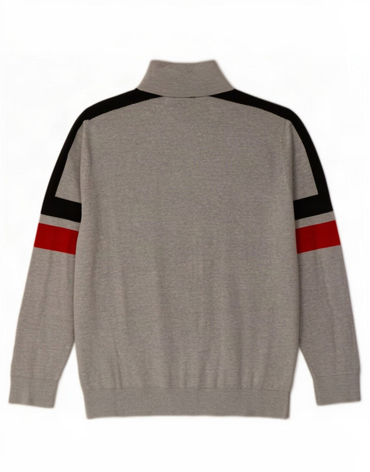Maglione Fila da uomo con zip e collo in cotone color block grigio medio