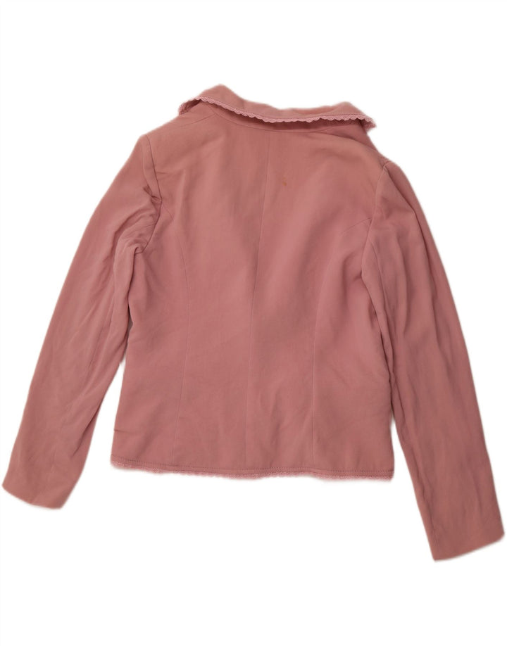 VALENTINO Giacca blazer da donna a 1 bottone UK 14 Lana vergine rosa medio