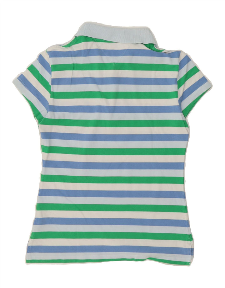 TOMMY HILFIGER Womens Polo Shirt UK 14 Large Multicoloured Striped Vintage Tommy Hilfiger and Second-Hand Tommy Hilfiger from Messina Hembry 