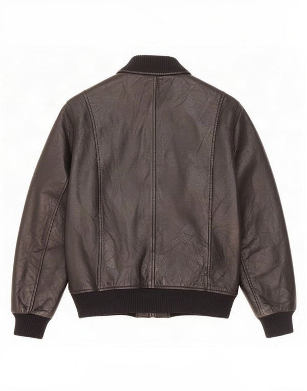 Giacca in pelle vintage da uomo UK 38 media nera