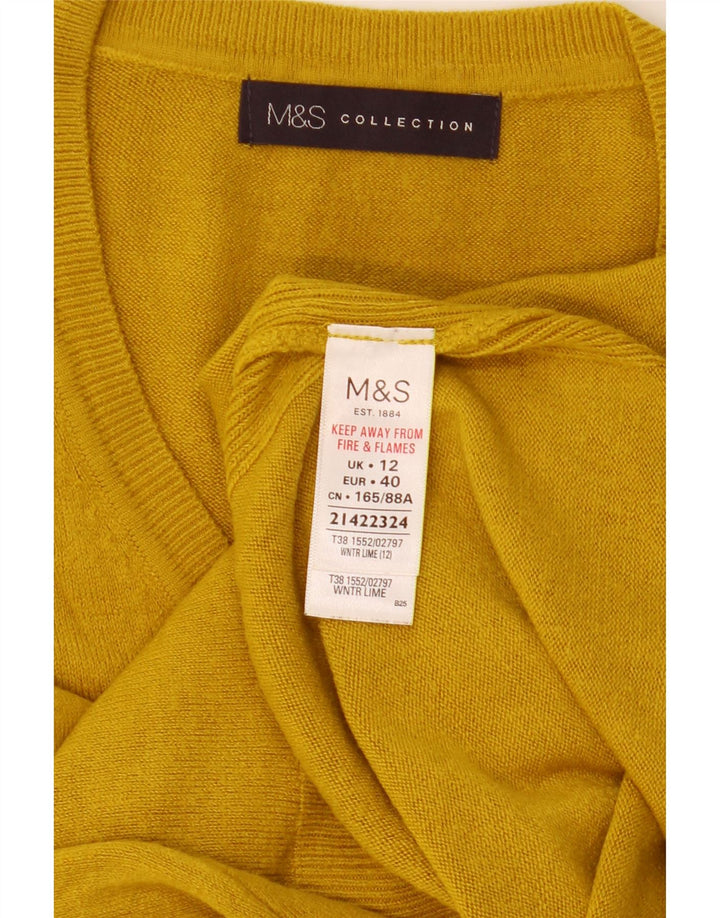 Maglione da donna con scollo a V Marks & Spencer UK 12 Acrilico giallo medio