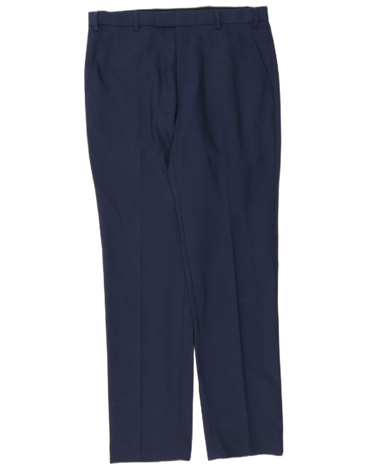 Pantaloni da abito dritti da uomo Marks & Spencer W34 L33 Blu