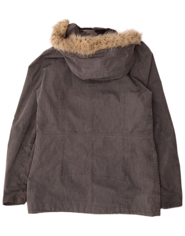 JACK WOLFSKIN Giacca parka da donna con cappuccio UK 10 Small Grigio Poliestere