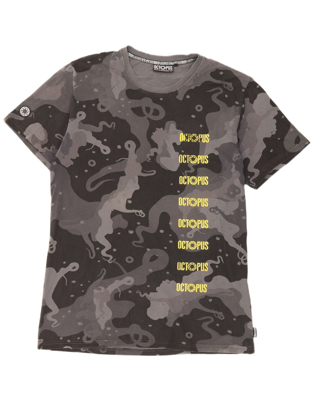 T-shirt grafica da uomo Octopus Top in cotone mimetico grigio medio