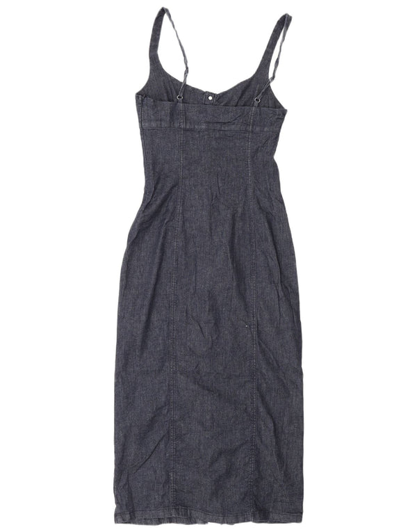 Abito aderente in denim senza maniche da donna Zara UK 10 piccolo in cotone blu navy