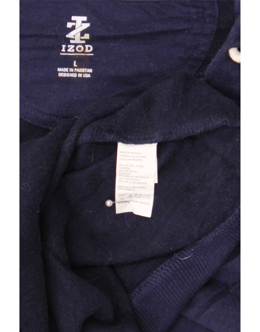 Maglione con cappuccio e zip da uomo IZOD grande in cotone blu navy