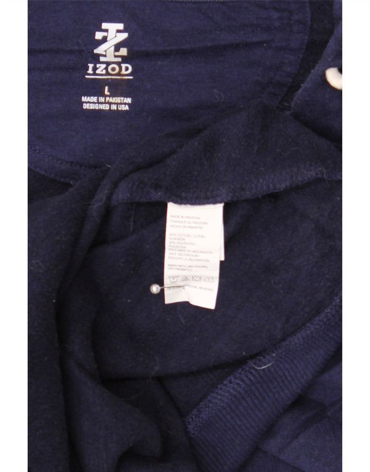 Maglione con cappuccio e zip da uomo IZOD grande in cotone blu navy