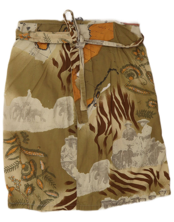 Gonna a portafoglio da donna Marella UK 14 Media W26 Cotone patchwork kaki