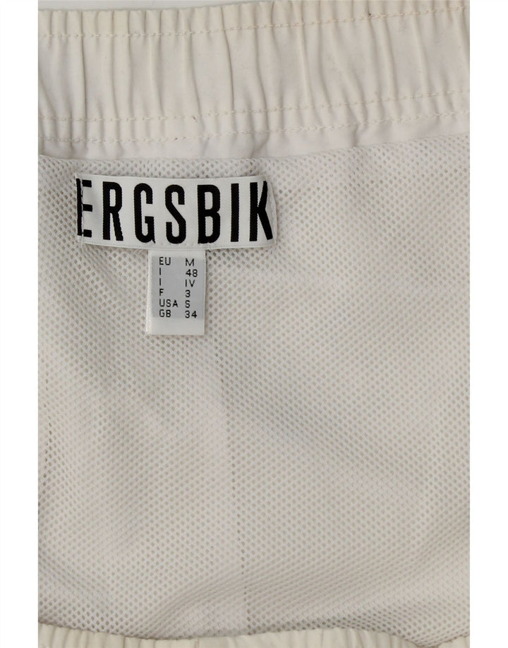 Bikkembergs Pantaloncini da bagno grafici da uomo grandi in poliestere bianco