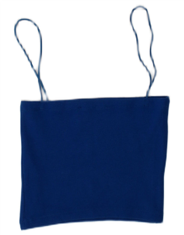 Top Zara da donna con bralette e canottiera piccola in cotone blu