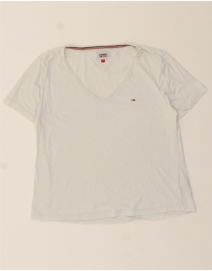 TOMMY HILFIGER Womens T-Shirt Top UK 14 Medium White Cotton Vintage Tommy Hilfiger and Second-Hand Tommy Hilfiger from Messina Hembry 