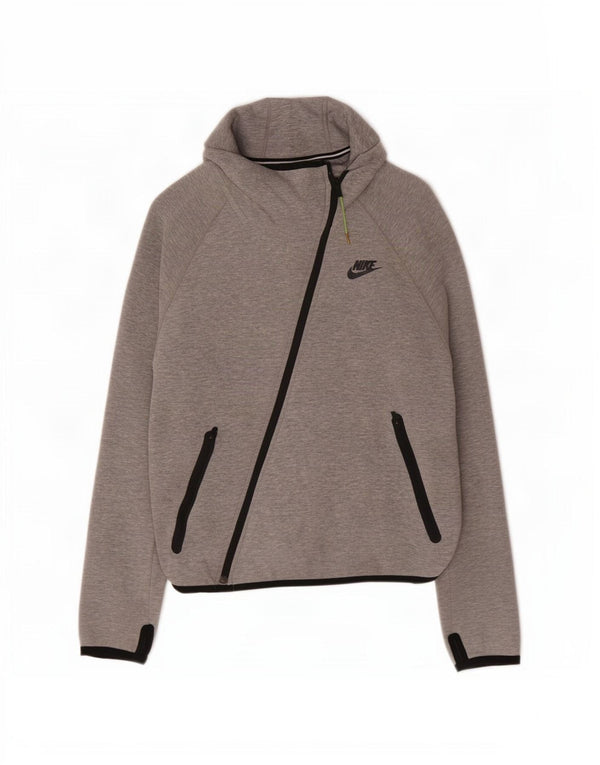 Felpa con cappuccio e zip da donna Nike UK 16 grande cotone grigio