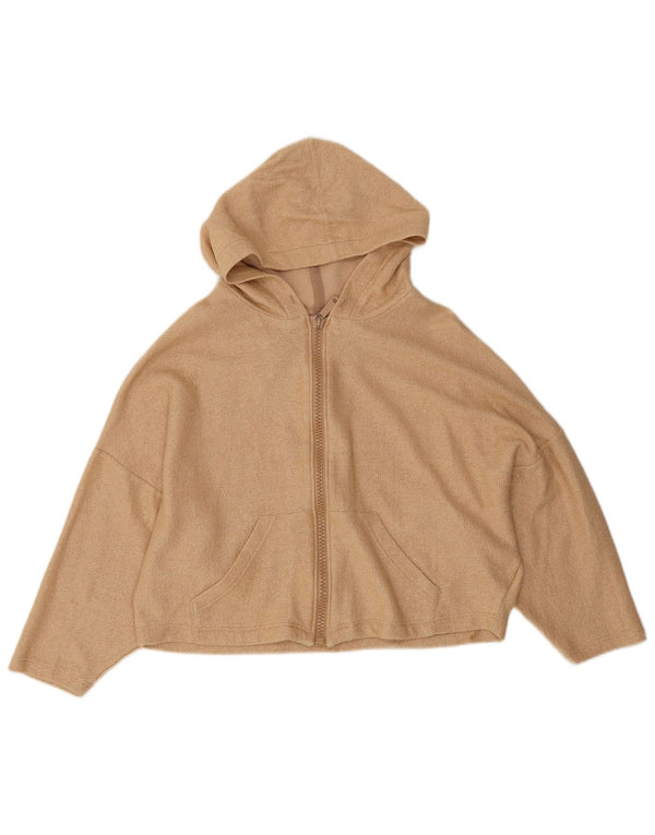 Maglione con cappuccio e zip oversize corto da donna Diesel UK 10 piccolo in cotone beige