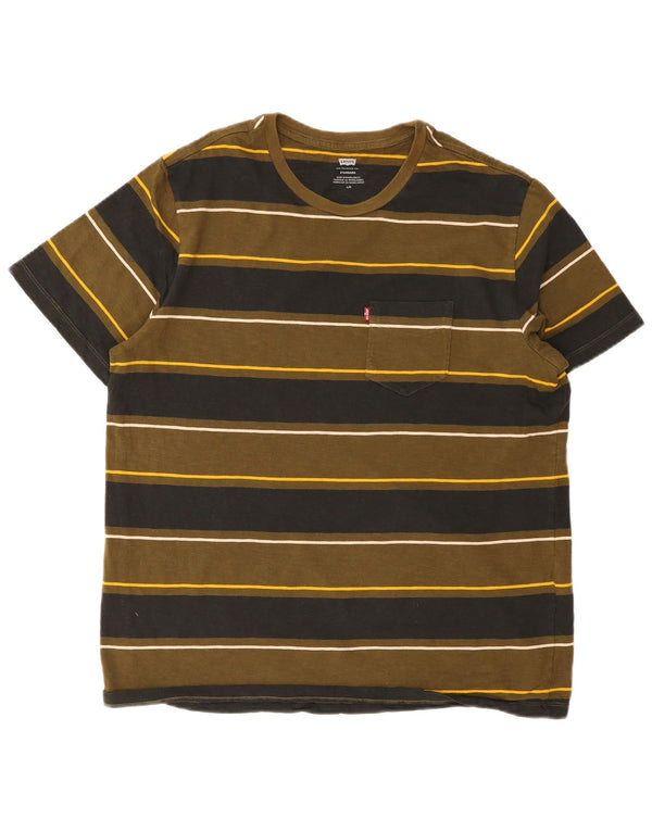 T-shirt Levi's da uomo con vestibilità standard, top grande in cotone a righe kaki