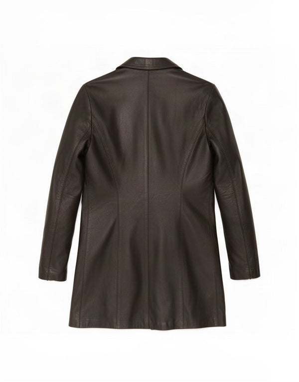 Vintage Womens Leather Coat UK 10 Small Black