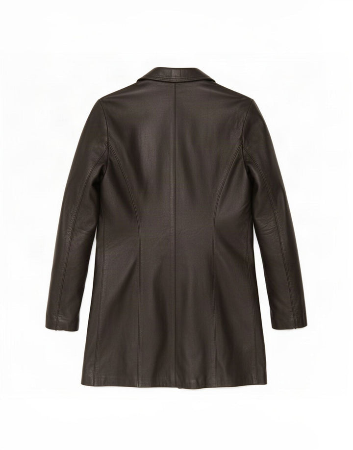 Cappotto in pelle vintage da donna UK 10 piccolo nero