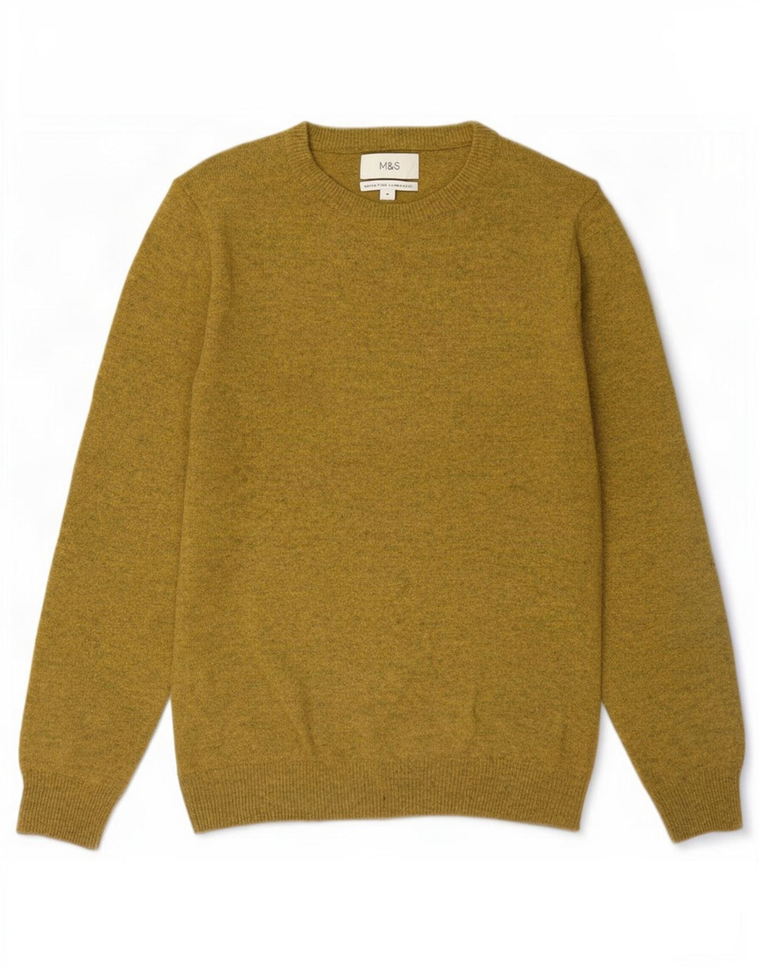 Maglione maglione girocollo da uomo Marks & Spencer in lana screziata gialla media