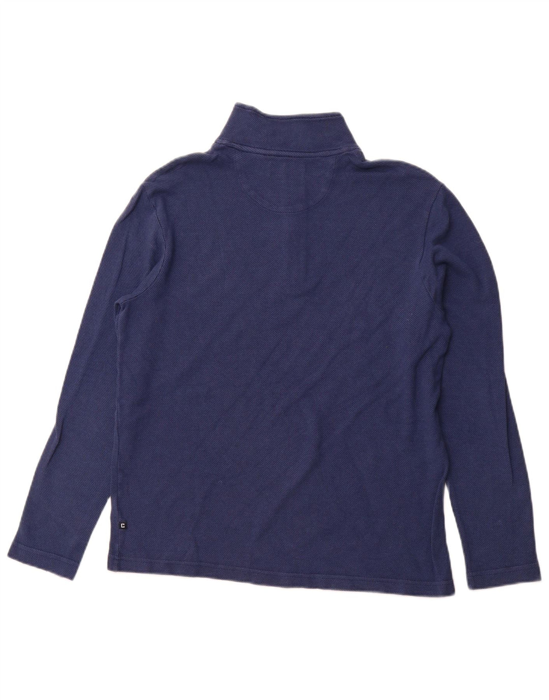 CHAPS Top da uomo con zip e collo a maniche lunghe in cotone blu navy medio