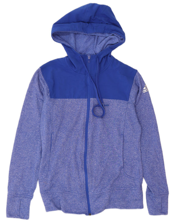 Felpa con cappuccio e zip da donna Adidas UK 8/10 Small Blue Flecked Sports