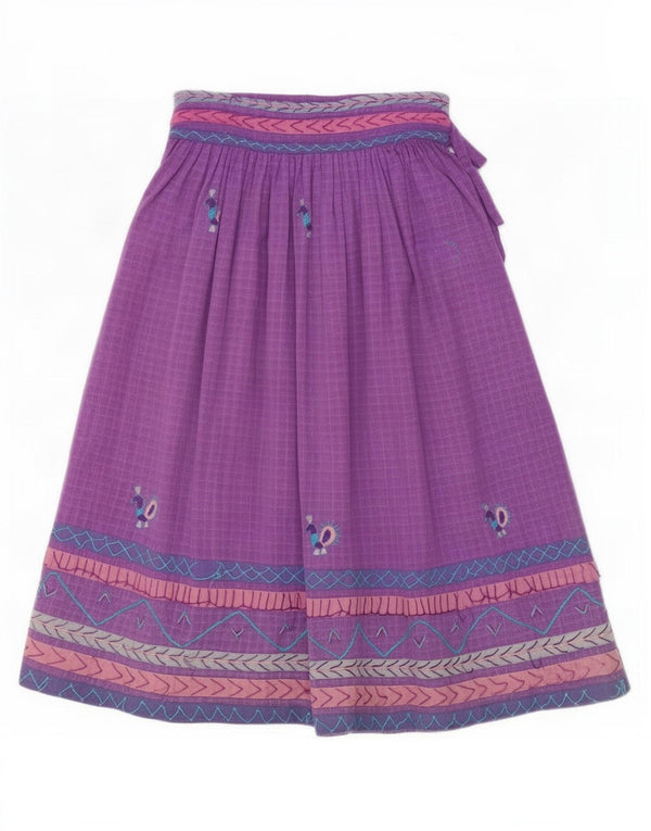 Gonna a trapezio a vita alta da donna vintage media W28 a righe viola