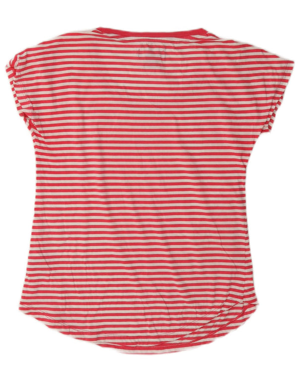 Adidas Womens Graphic T-Shirt Top UK 10 Small Red Pinstripe Cotton